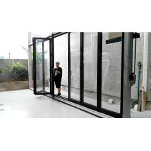 Metal accordion doors aluminium alloy interior glass door low-e casement with side-light